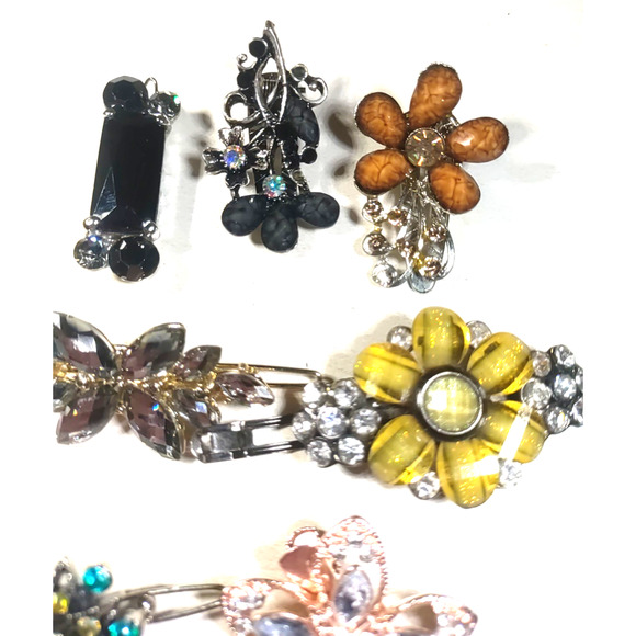 Hair Clip Barrettes Lot Of 7 Assorted Colors Metal Rhinestone Small - Picture 7 of 8